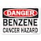Signmission OSHA Danger Sign, 12" Height, 18" Width, Aluminum, Benzene Cancer Hazard, Landscape, 1218-L-19275 OS-DS-A-1218-L-19275 - alternate 1
